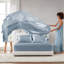 Drap-housse 6 pièces en satin pour grand lit Queen Blue Luxury