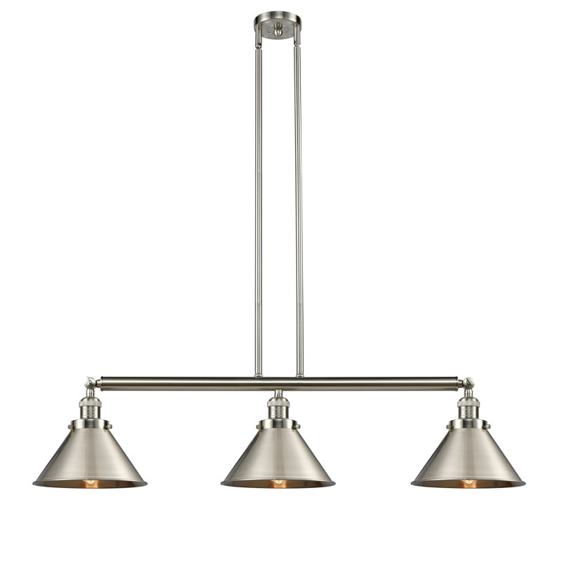 Luminaire suspendu linéaire à 3 lumières pour îlot de cuisine Lengby, Ampoule non incluse, Nickel satiné brossé