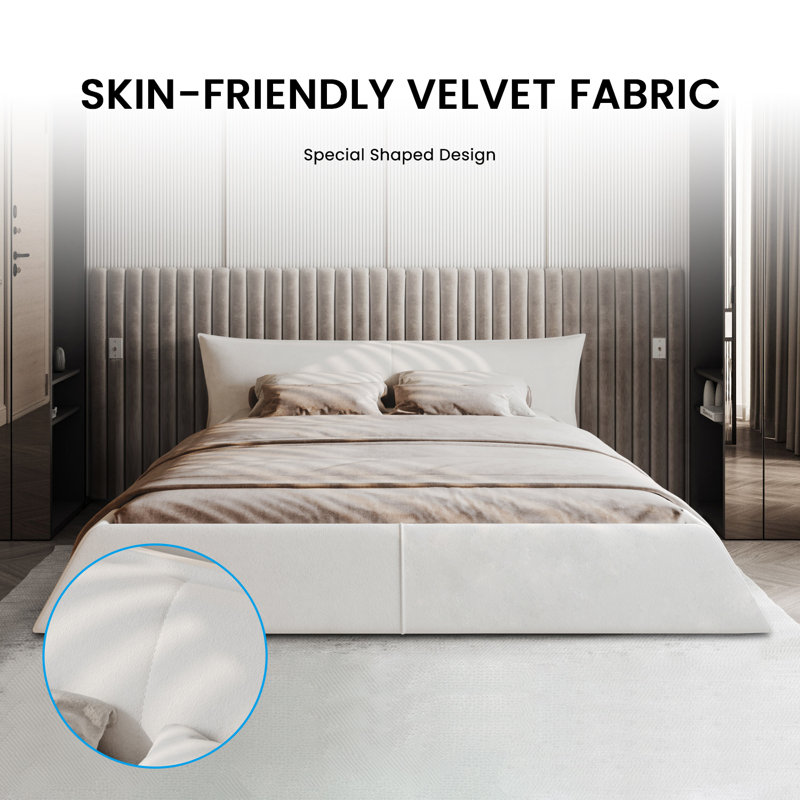 Hambeldon Upholstered Platform Bed, Cream