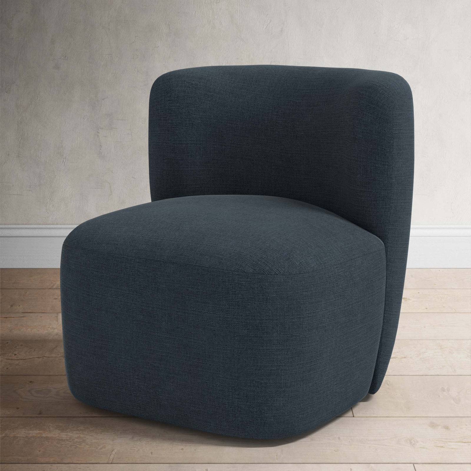 Mariza Pine Swivel Accent Chair, Classic Navy Linen