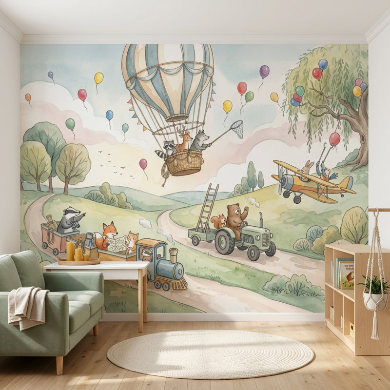 Papier peint montgolfière amovible, Non tissé, 200 po x 120 po