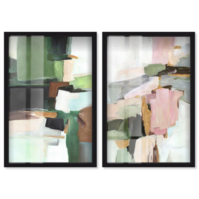 Silent Radiance Duo Shadowbox Print Blue Wall Decor by Art Remedy, Black Frame, 20 x 30