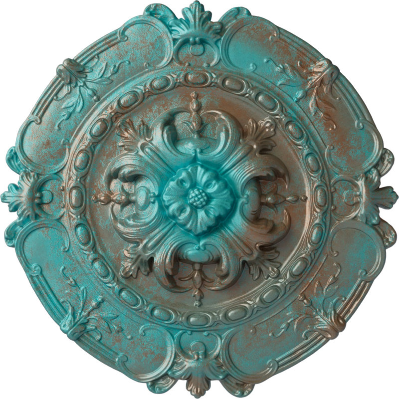 Médaillon de plafond Endurathane Luton, P 15 3/4 po x P 5/8 po (pour auvents jusqu'à 1 1/8 po), fini cuivre peint à la main
