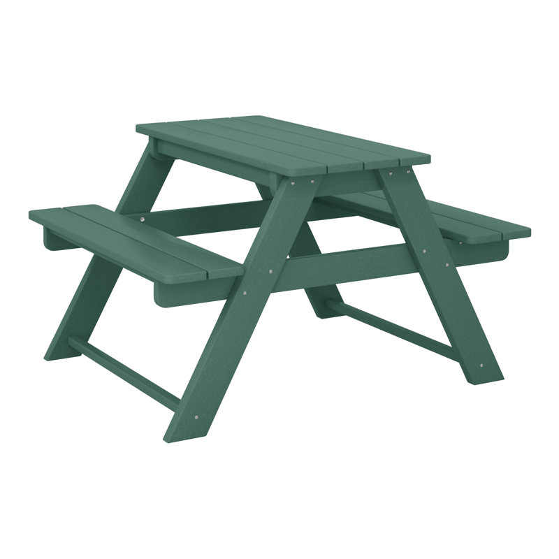 Kids Outdoor Poly Picnic Table, Dark Green