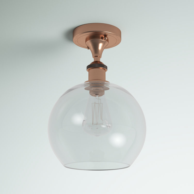 Plafonnier semi-encastré 8 lumières Baptista, Transparent, Cuivre antique, 12'' H X 8'' W X 8'' D