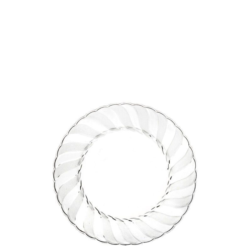 Assiettes en plastique transparentes rondes de 6 pouces avec bordure évasée Ecoqualité pour 20 invités