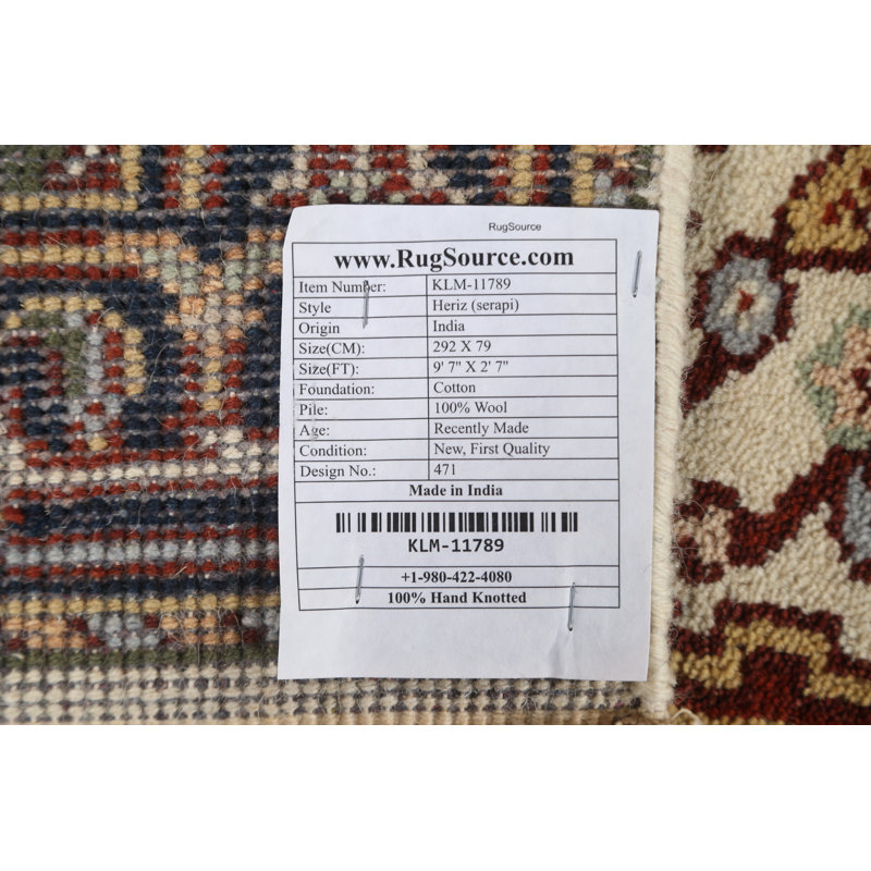 Tapis de couloir oriental noué à la main Heriz Serapi 3 x 10