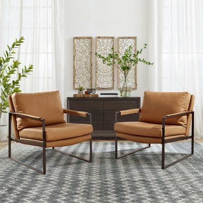Eisenman 27.09'' W Leather Upholstered Accent Armchair