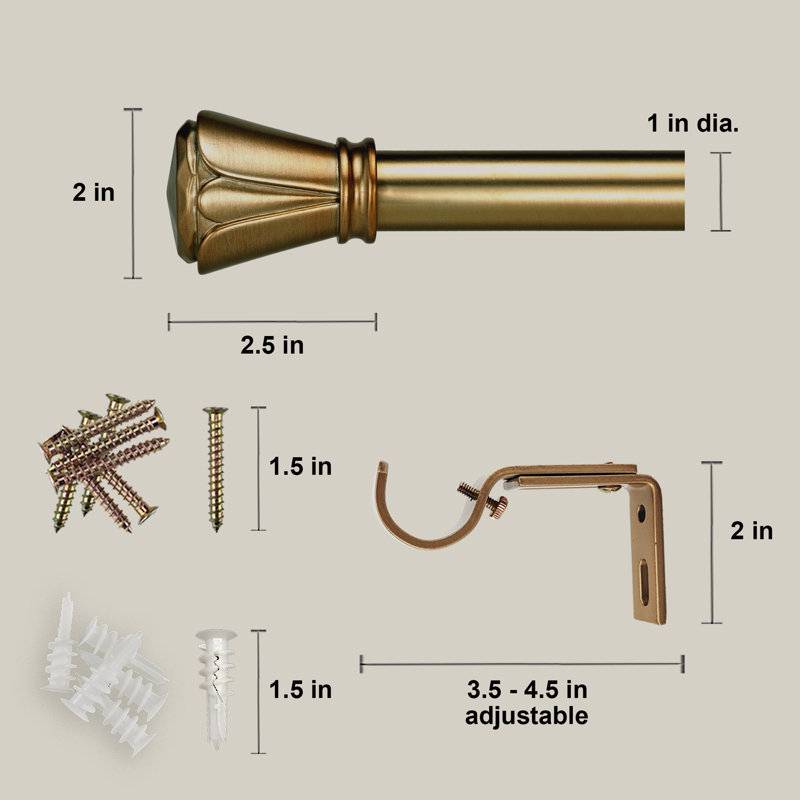 Ensemble de tringle à rideaux simple réglable, 72" - 144"