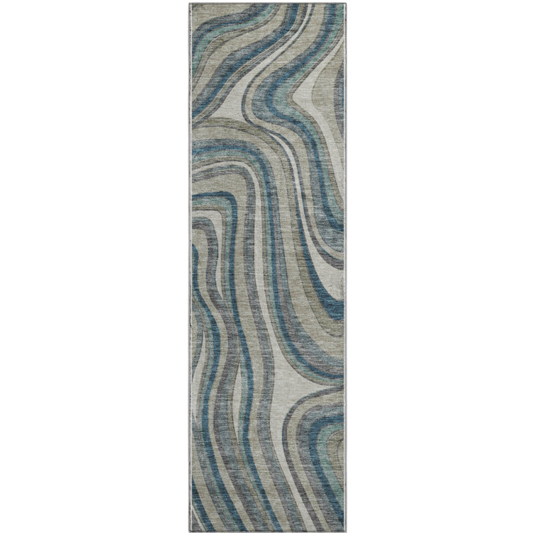 Premium Machine Washable Prisco Teal Rug