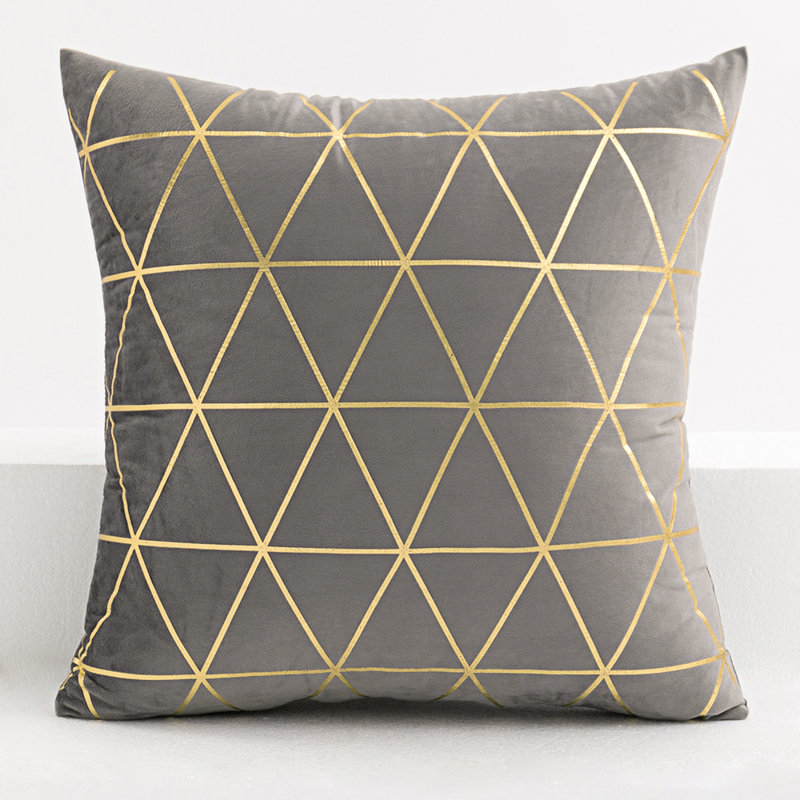  Housse de coussin carré et insert, Gris, 18 po x 18 po, Polyester