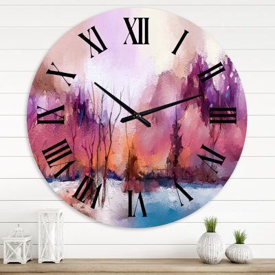 Arbres de couleur rétro - horloge murale moderne