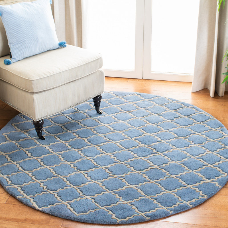Carolene Hand Tufted Wool Geometric Rug, Round 5'