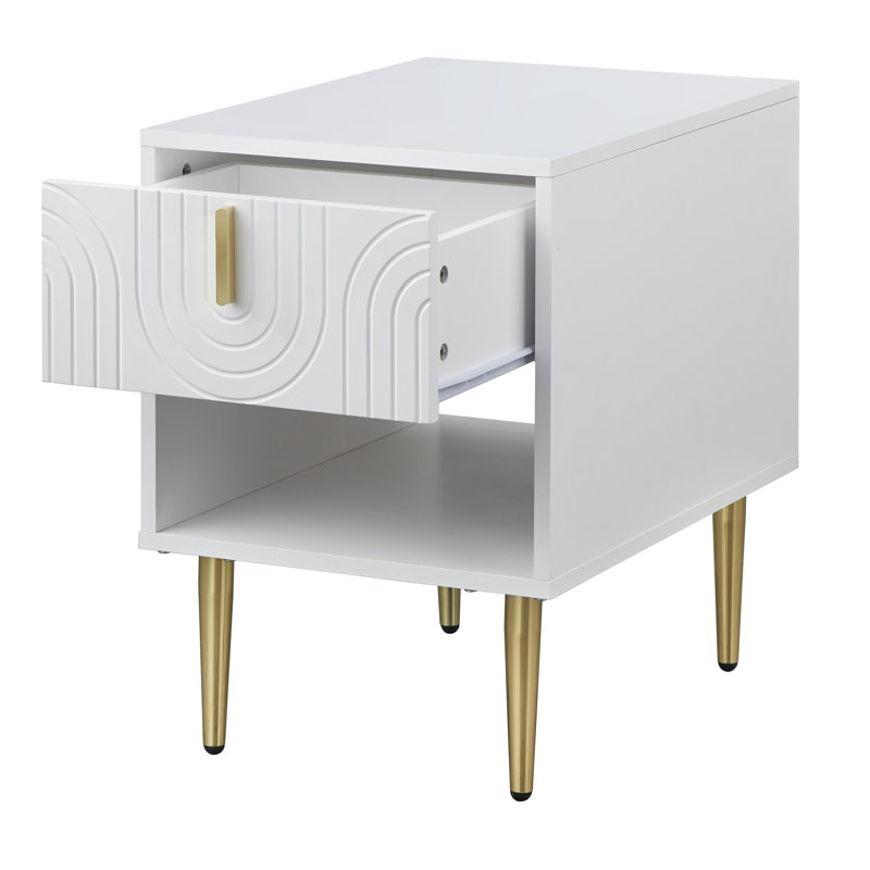 Mallorca End Table with Drawer, White