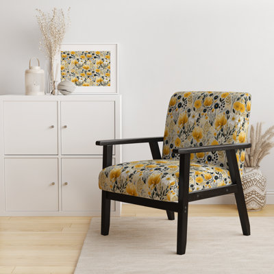 Fauteuil d'appoint rembourré bohème et éclectique Retro Floral Revival Botanical