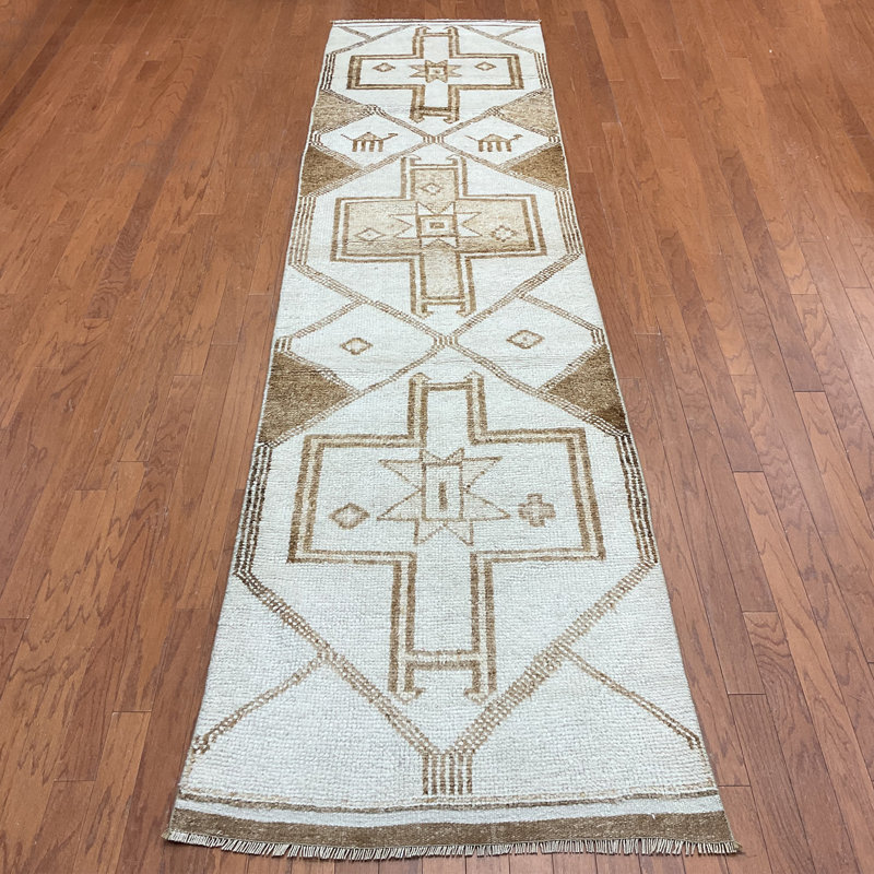  Handmade Turkish Oushak Wool Runner