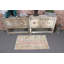 Tapis vintage rétro Oushak turc rose et beige tissé à la main pour un décor de style campagne