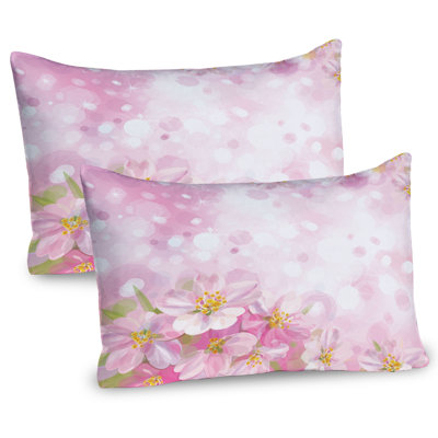 Ambesonne Rose Pillow Sham 2 Pack Blossoming Spring Tree Rose Yellow and Green