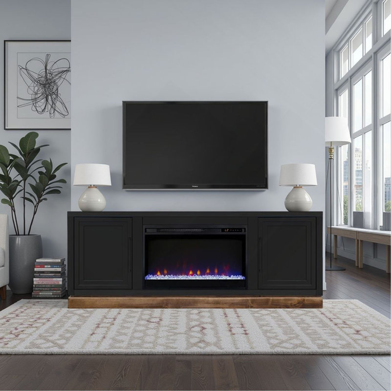 Meuble télé 66 po - foyer électrique 26 po, Black