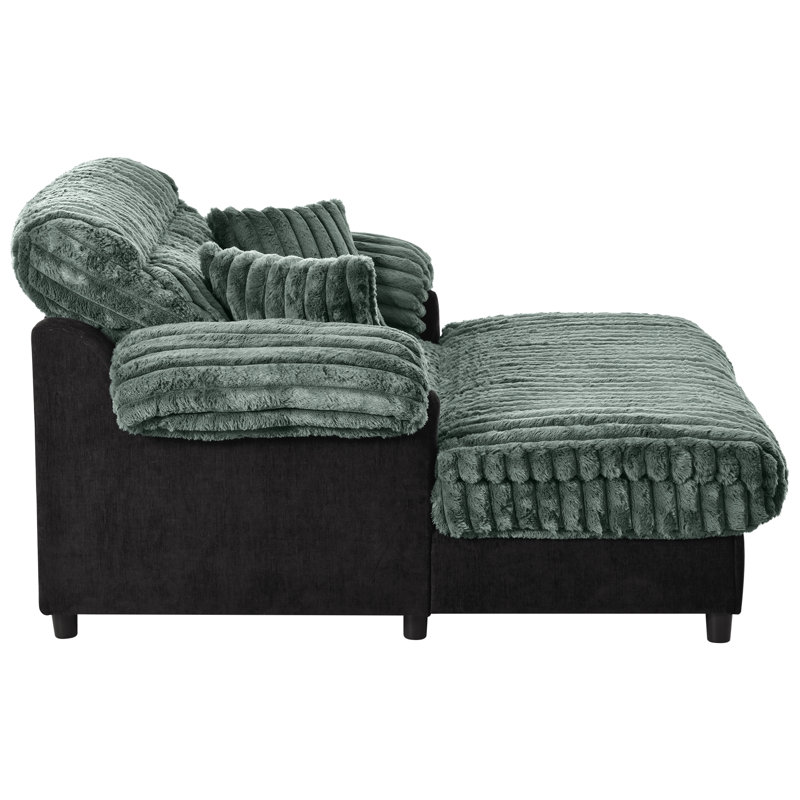 Canapé méridienne moderne 62 po Cloud, Vert, Vert