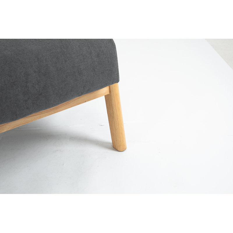 Chaise d'appoint Mid-Century moderne avec structure en bois, chaises de salon rembourrées avec coussin de taille, Gris