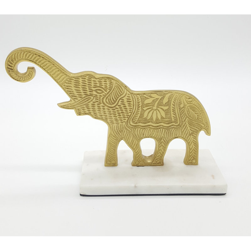 Dellrey Decor Gold  Embossed Elephant Sculpture