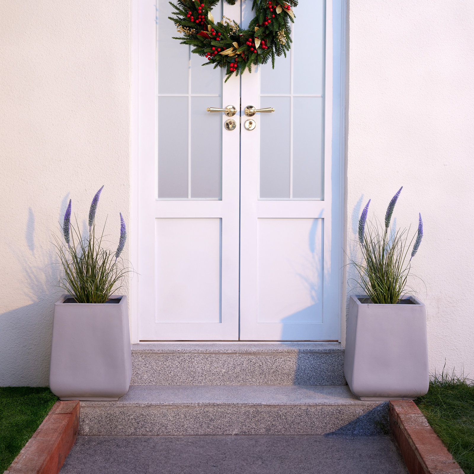 Shiner Artificial Onion Grass in Pot, Faux Tall Grass with Purple Pennisetum Grass Heads, Fake Foxtail Grass Plants Greenery Decor - for Housewarming Gift