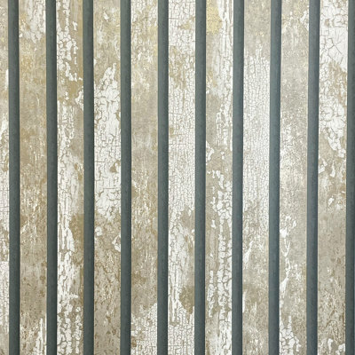 Carbon Oxidised Wood Panel Effect Wallpaper
