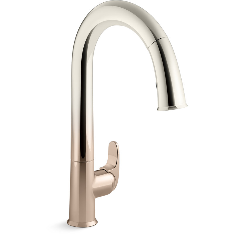 Sensate Pull-Down Touchless Single Handle Kitchen Faucet, Rose Gold/Polished Nickel