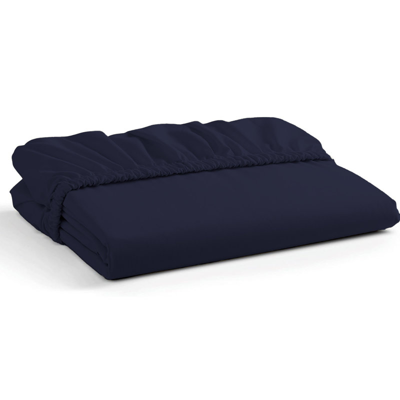 Henil Percale Machine Woven Fitted Sheet, Single, Navy Blue