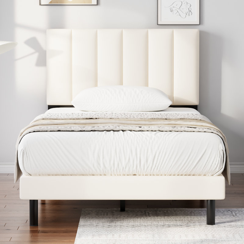 Base de lit tapissier moderne et simple, base de matelas avec lattes en bois, sans sommier requis pour un soutien solide