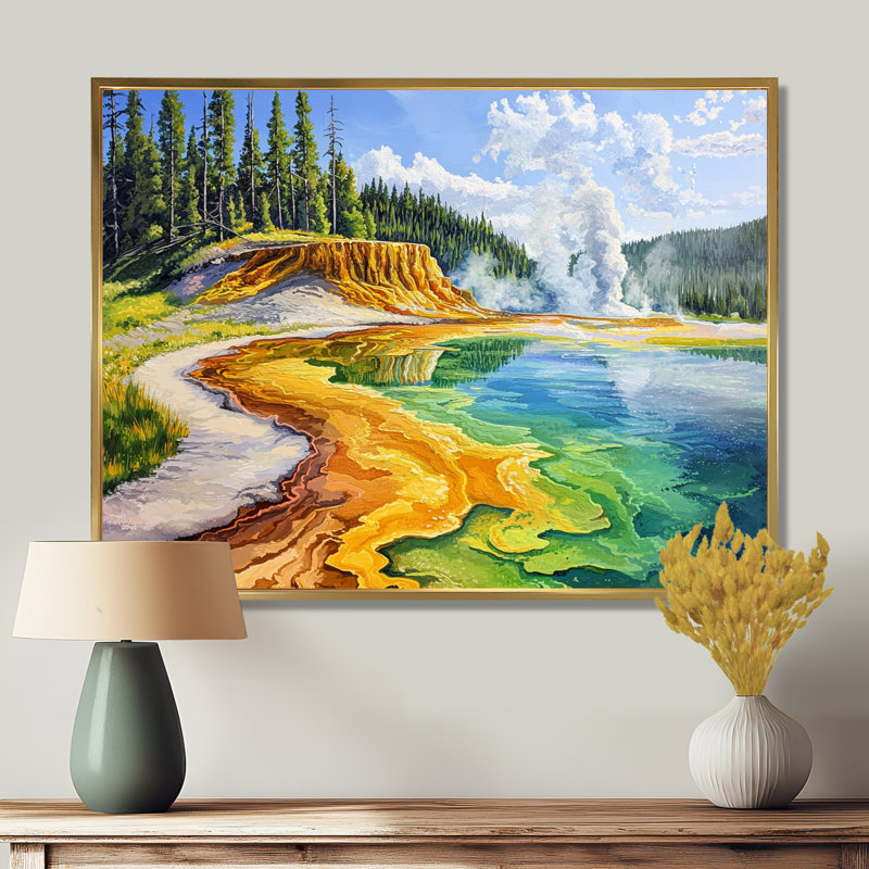 Impression d'art mural Yellowstone Majesty Lake II - Wyoming, H 24 po x l 32 po, Doré