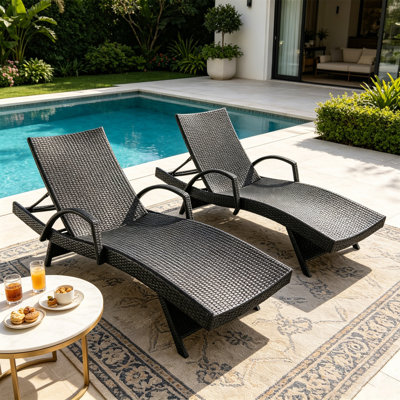 Chaise longue en osier avec accoudoirs Salem PE (ensemble de 2)