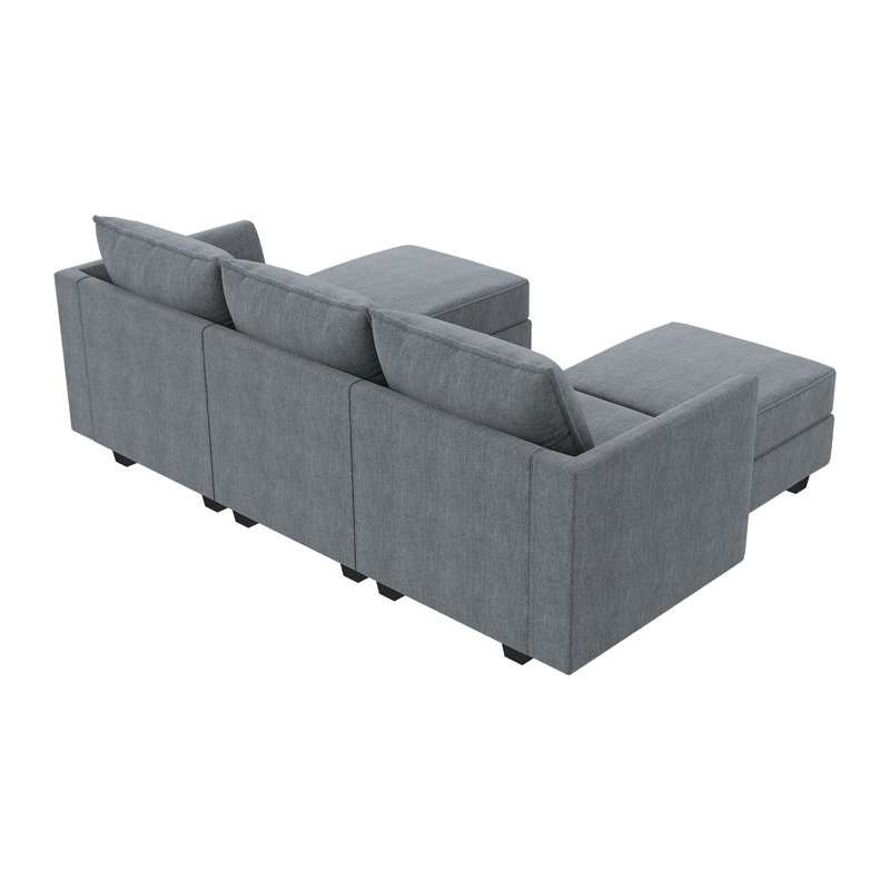 Canapé modulaire réversible Manusite, Polyester gris bleuâtre
