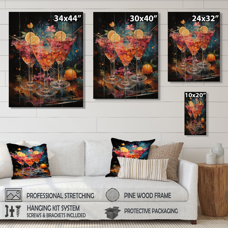 Cocktail Confetti II sur impression sur bois, H 32 po x l 24 po x P 0,78 po