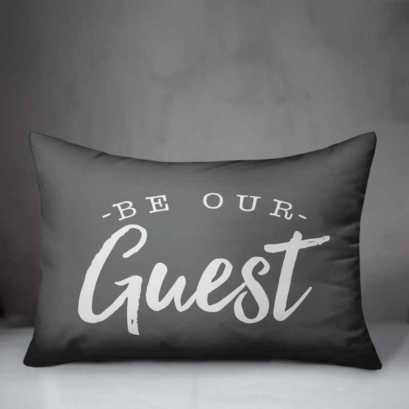  Be Our Guest Bold Outdoor Rectangular Pillow Cover & Insert, Dark Gray/White