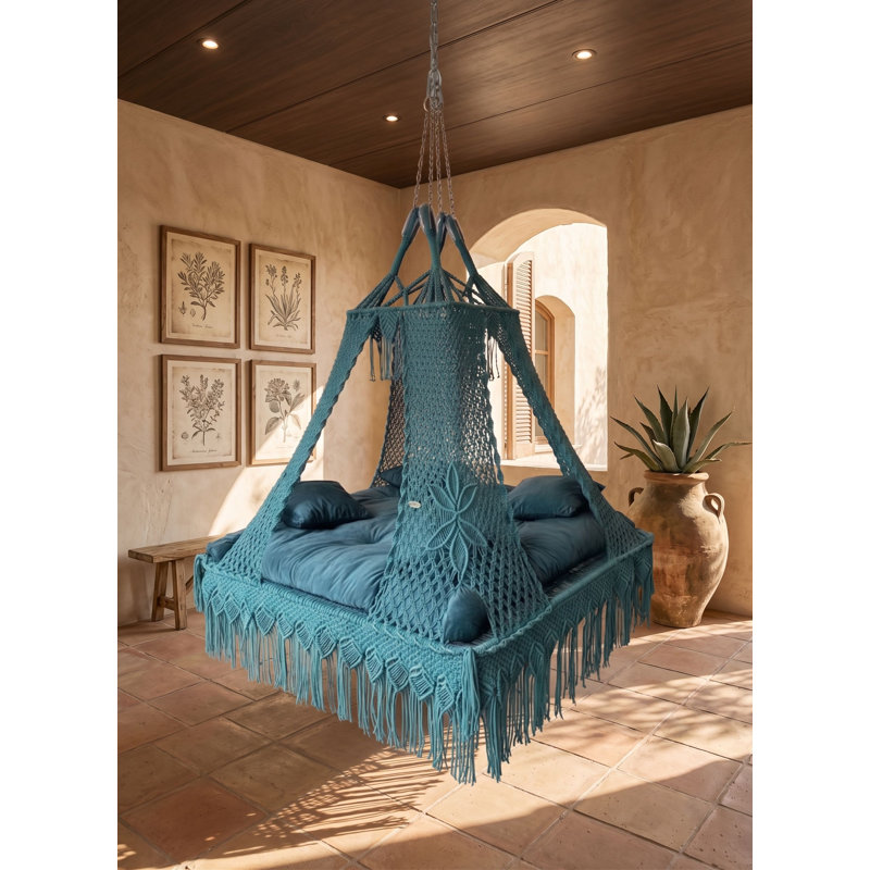 Balancelle royale avec coussin pour une détente intérieure et extérieure, Bleu