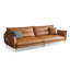 Canapé modulaire orange en cuir véritable
