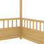 Lit de plancher de maison pleine grandeur de couleur naturelle, structure en bois de pin, haute clôture pour le confort, lit d'entrée spacieux en pin, design amusant-70702980
