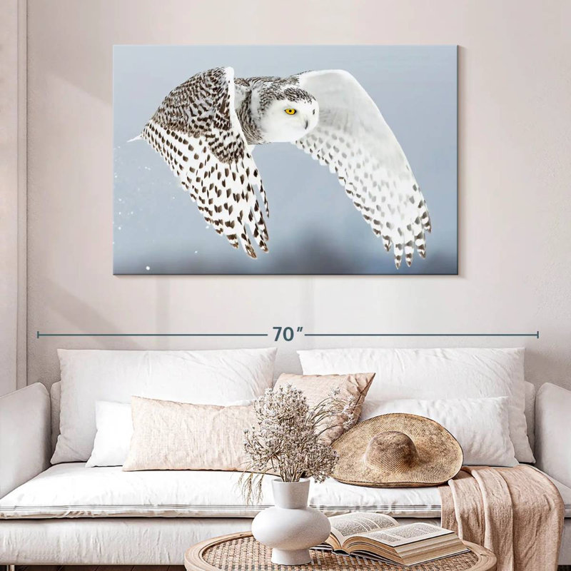 Brampt White Snowy Owl, 32" H x 48" W