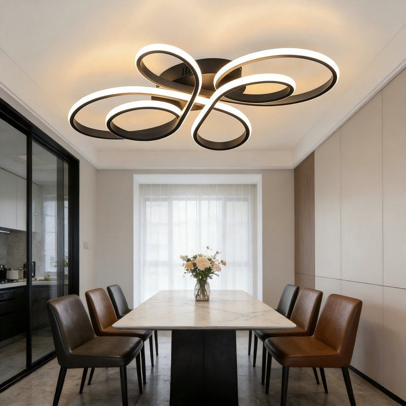 Breshayla 1-Light Butterfly LED Flush Mount, Black