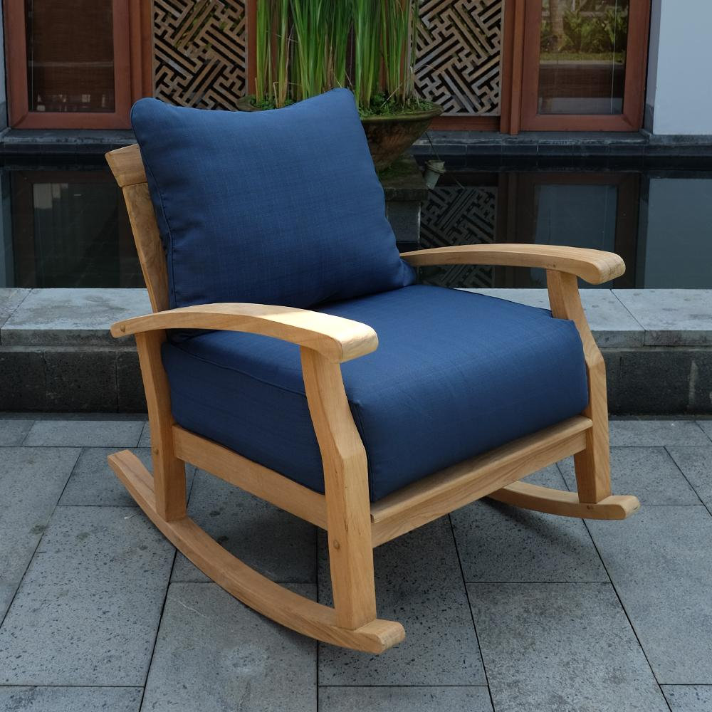 Summerton 2-Person Teak Patio Seating Group, Natural/Navy