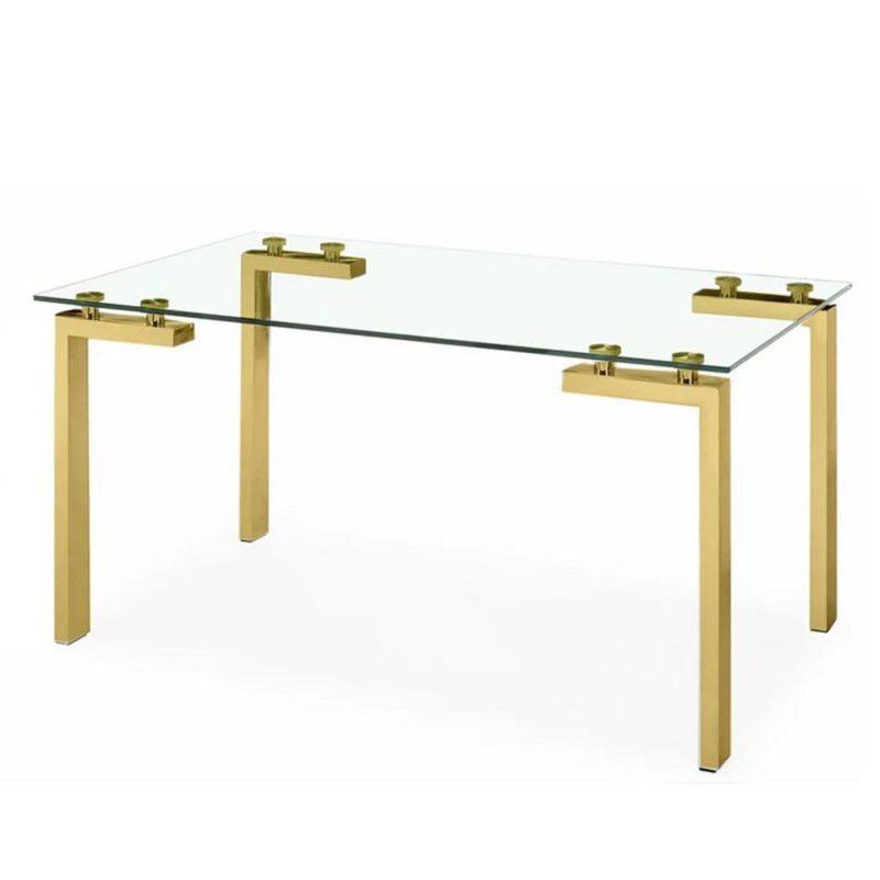 Edsall Dining Table,  30" H x 59" L x 35.5" D, Gold