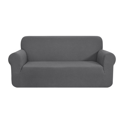 Spandex Soft Textured Grid Box Cushion Sofa Slipcover