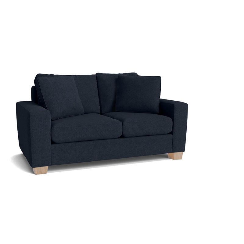 Causeuse à accoudoirs carrés de 64 po avec coussins réversibles Anastase, Non fini, Indigo Entice