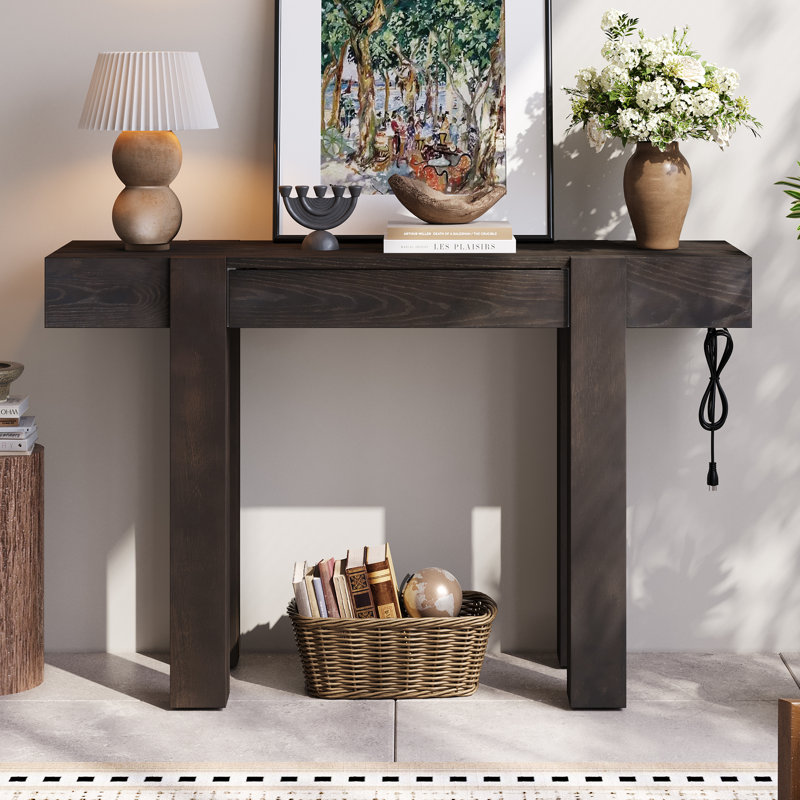 Console Espresso Rustic Minimalist, Bois espresso