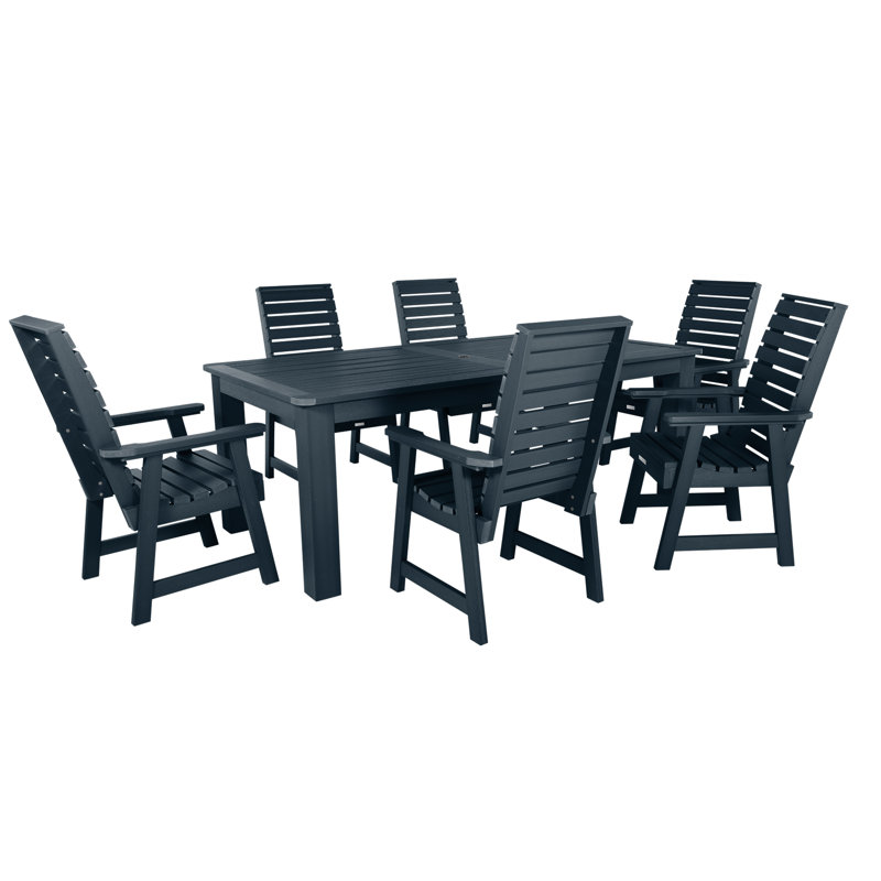 Ensemble de salle à manger 7 pièces Midwest, Bleu fédéral, H 30 po x l 42 po x L 84 po