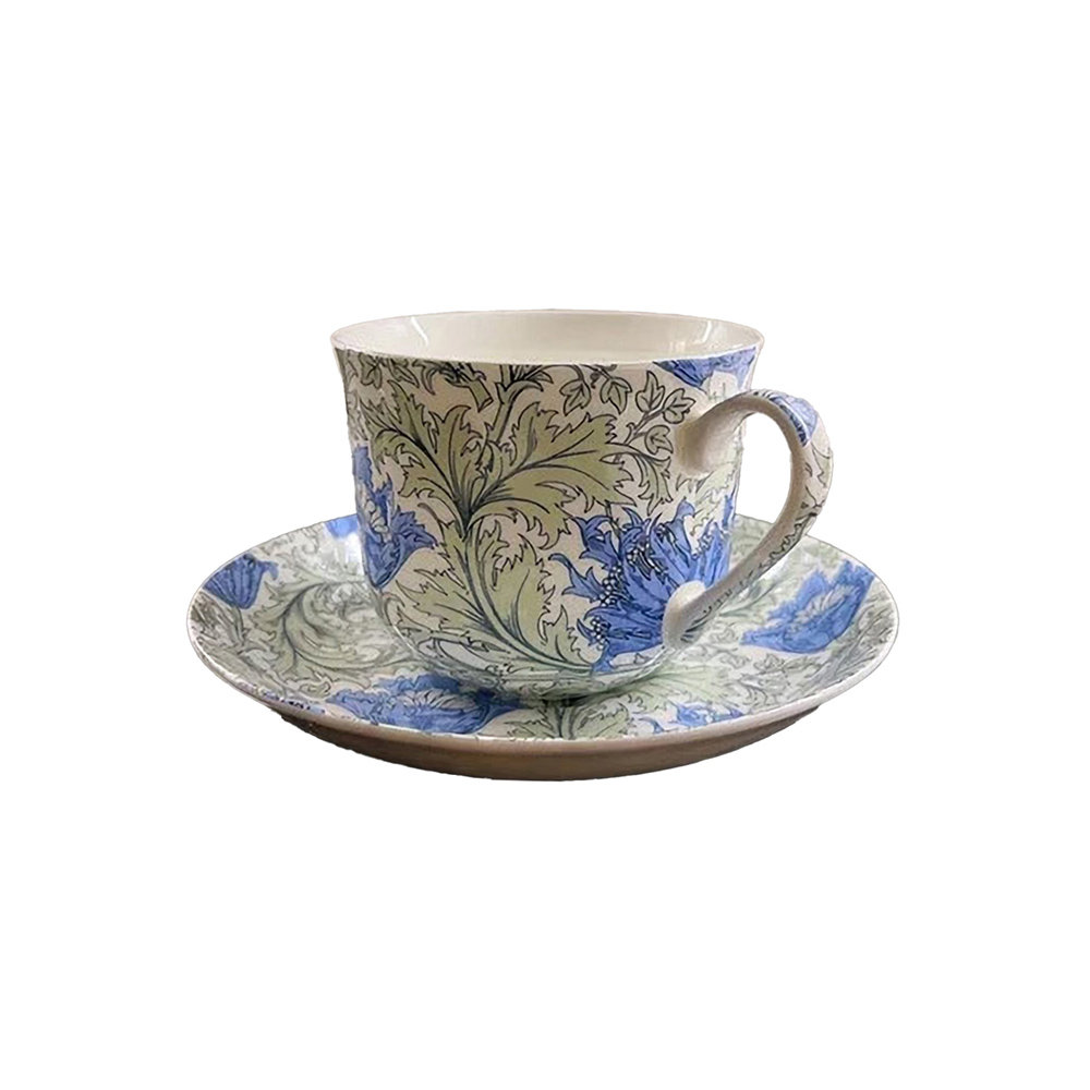 WILLIAM MORRIS ANEMONE Large Breakfast Fine Bone China Set Of A Cup And Saucer