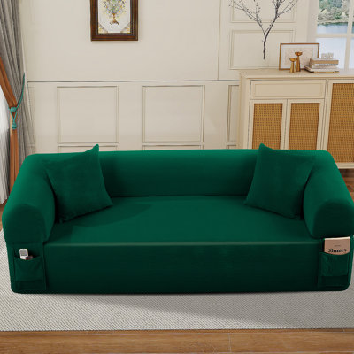 Canapé à ressorts avec tissu de haute qualité, coussins et rangement - ressorts ensachés, mousse haute densité, pour le salon, un appartement ou des appartements, vert.
