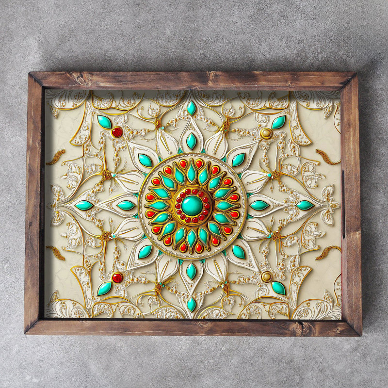 Elegant Solid Wood Tray, 18.9 x 15.0 x 1.6 inches | UV Printed on 0.2-inch Thick MDF | Perfect for Serving, Organizing, and Home Décor | Durable and Stylish Design for Any Occasion